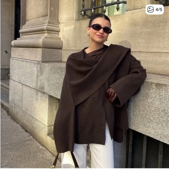 Zara Short Knit Scarf Coat - Picture 4 of 8